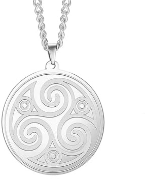 BlackAmazement Kette mit Anhänger 316L Edelstahl Triskele Triskel Kelten Runen 60cm Halskette silber Damen Herren