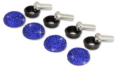 Slakerbe 4 viti per targa, decorazione con strass, per auto, universali, per targa, con viti, blu navy