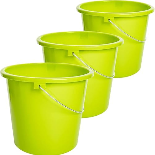 Sustania Eimer Putzeimer 5L 3er Set Plastikeimer in Gelb - Robuste, Lebensmittelechte Wassereimer mit Messskala, Hergestellt in der EU