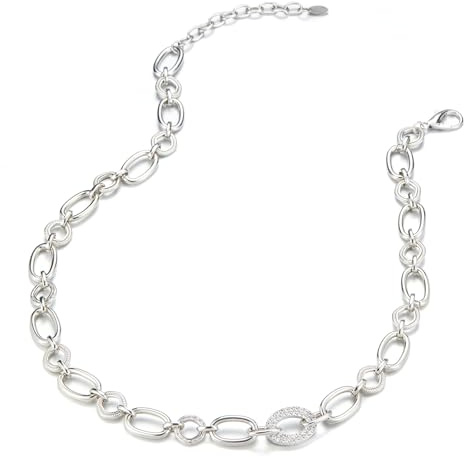 Dazylleco Collana Catena Donna Oro/Argento Grosso Collana Cubana in Stile Punk Gioielli di Moda Regalo Compleanno per Donna e Ragazze(01-Silver)