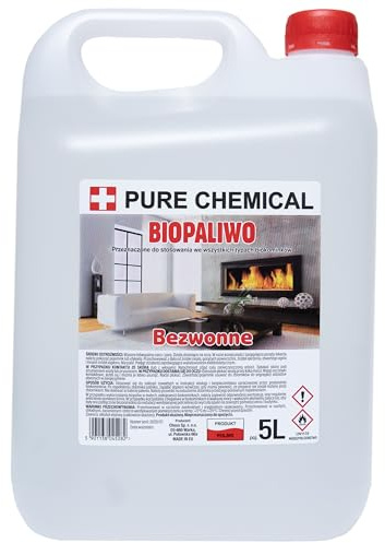 CHOSA Bioetanolo Camino 5L, Combustibile Liquido per Biocamino, Tanica da Caminetto Interno Esterno, Fiamma Decorativa, Basso Residuo
