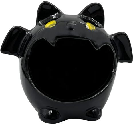 Bat Shaped Ceramic Bowl, Cute Storage Container, Fun Spooky Bat Themed Ceramic Bowl for Home Decor and Organizing (Black)