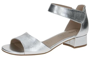 CAPRICE Sandali con tacco da donna in pelle con cinturino, Argento (Silver Metal.), 38 EU