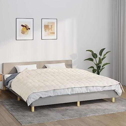 Brokky Gewichtsdecke Weighted Blanket Schwere Decke Zum Schlafen Schwere Decke Hellcreme 155x220 cm 7 kg Stoff