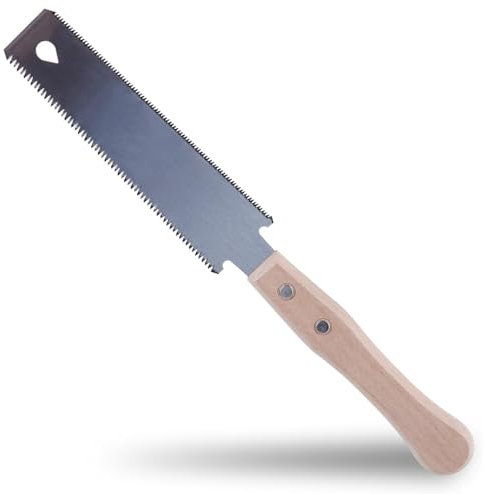 Piccola sega a mano giapponese per legno da taglio fine, sega a mano da 15,2 cm, sega a trazione a doppio bordo, sega a filo a doppio taglio 14/17 TPI, sega a denti fini con manico in legno per