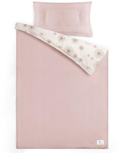 lulumoon Musselin Kinderbettwäsche 100x135: Bettbezug 100x135 + Kissenbezug 40x60cm aus Baumwolle Oeko-TEX Standard – Leicht und Komfortabel Bettwäsche Set für Baby Kinder