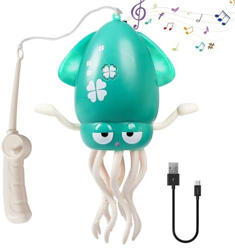 ROUSKY Magical Dancing Octopus Toys, Automatic Sensor Obstacle Avoidance, LED Light, USB Charging. Available in Pink, Yellow, Green (Green)