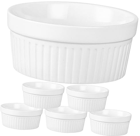 OUNONA Lot De 6 Ramequins à Dessert Multifonctions En Céramique 2,5 Pouces Bol De Cuisson Résistants Au Four Pour Pudding Salade Fruits Maison Et Restaurant