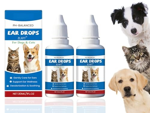 Ohrentropfen,2pcs Ohrenreiniger,Tierantiseptische Ohrtropfen,Ohrenentzündungen Bei Katzen und Hunden,zur Behandlung von Ohrinfektionen Bei Katzen und Hunden,Beruhigt Entzündungen