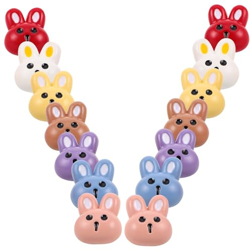 LALAFINA 14pcs Bunny Shaped Plastic Buttons Craft Buttons Decorative Quick Fastening Assorted Color Rabbit Design for DIY Sewing Projects and Craft Supplies