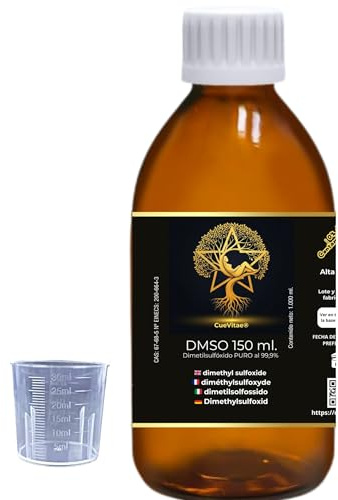 CueVitae® DMSO 99,9% 150 ml | Dimetilsulfóxido puro | Vidrio | Envase técnico con kit de manipulación. Uso exclusivo laboratorio y solvente orgánico de alta pureza.