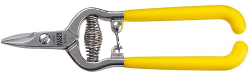 Klein Tools 24000 | Tijeras Kevlar high leverage | Hoja dentada | Mecanismo con resorte | Cierre de seguridad | Recubrimiento níquel cromo | 16,5 cm