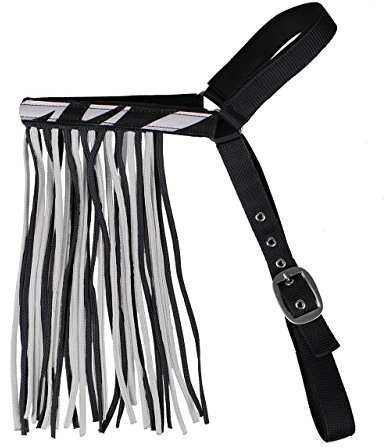 QHP Fliegenfransen Extra mit Stirn- und Kehlriemen Sommermodell 2017 (Pony, Zebra)