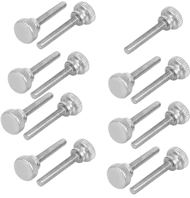 uxcell M4x25mm Flat Knurled Head Fully Threaded Thumb Screws Bolts Fastener 15pcs