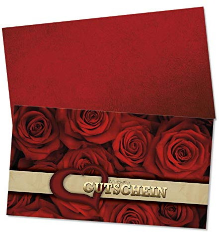 GESCHENKGUTSCHEINcom by POS-HAUER. Gutschein-Set. 10x Gutschein + Kuvert. Für Muttertag Valentinstag, blanko zum selber Ausfüllen.