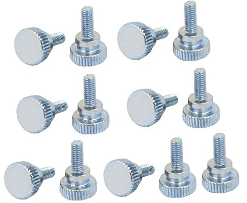 uxcell M4x10mm Flat Knurled Head Fully Threaded Thumb Screws Bolts Fastener 15pcs