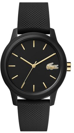 Lacoste Montre Analogique à Quartz pour Femme Collection LACOSTE.12.12 Ladies avec Bracelet en Silicone Noir - 2001064