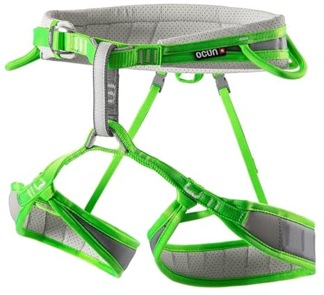 Ocun Neon Climbing Sport Harness I Lightweight Rock Climbing Harness, Green, Small
