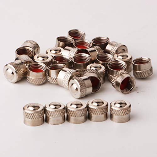 RUNCCI-YUN Coprivalvola Pneumatici Tappi Valvola in Alluminio Auto Tappi Antipolvere di Pneumatici Ruota Stelo Valvola Cappucci delle Valvole, 30 Pezzi (Argento)