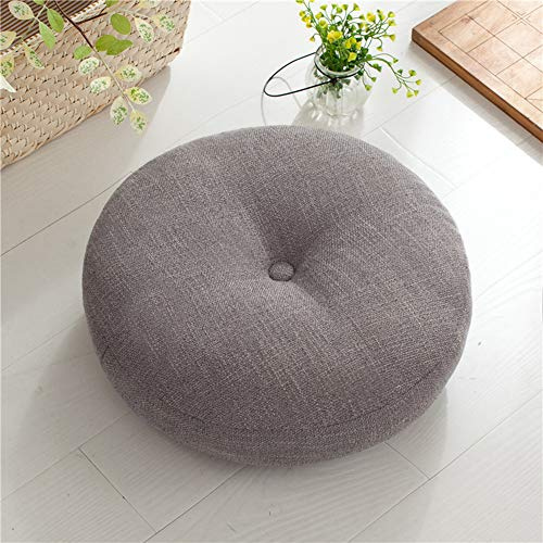 WYJHNL Rond Coussin de Sol épais en Lin épais de Style Japonais Tatami Coussin pour Chaise de Balcon de Canapé de Plancher de Patio Coussins,Gris,60x60cm