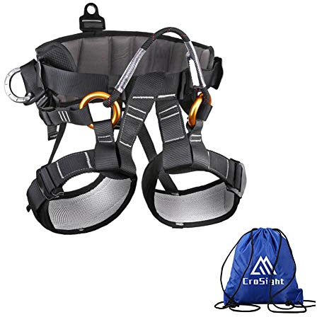 CroSight Climbing Seat Belt, Caving, Rock Climbing and Rappelling Equipment, Body Guard Protect, Rappelling Rescuing Equip, Black