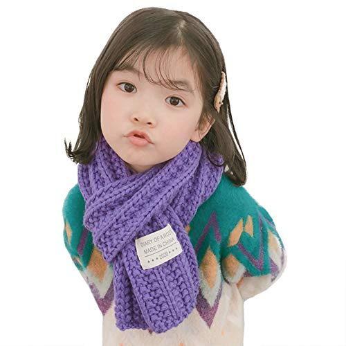 Vobony Baby Mädchen Strick Schal Herbst Winter Warme Halstuch Weicher Kinderschal Schlauchschal Nackenwärmer (lila)