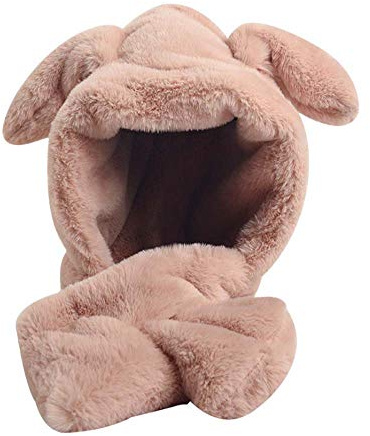 YEKEYI Warme Wintermütze, Pop-Up-Ohren, Plüschmütze, Ohr, springender Hasenhut für Damen und Mädchen