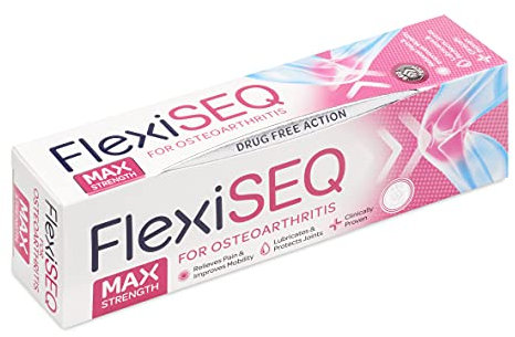FlexiSEQ Max Strength 100g Gel, Topical Gel for Osteoarthritis, Drug Free, for All synovial Joints (HIPS, Knees, Shoulders, Hands, feet etc)