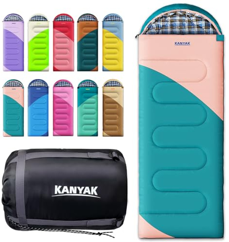 KANYAK Sacco a pelo da campeggio, -0 °C, sacco a pelo per adulti, bambini, adolescenti, caldo, invernale, per 3-4 stagioni, campeggio, attrezzatura da campeggio, viaggi e attività all'aperto