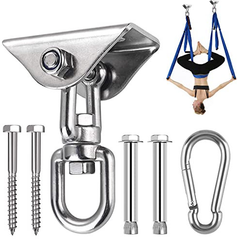 muvuo Swing Chair Ceiling Bracket Set, Heavy Duty Swing Hooks M8 Ceiling Chairs Hanging Kit 450KG Load-Bearing, 360° Swing Spin Hammock Fixings with 4 High-Strength Fixing Screws Parts