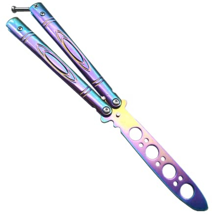 FZLANQ 1 PCS Practice Butterfly Knife Colorful Butterfly Trainer Comb Metal Practice Tool for Beginner Practicing Flipping Tricks