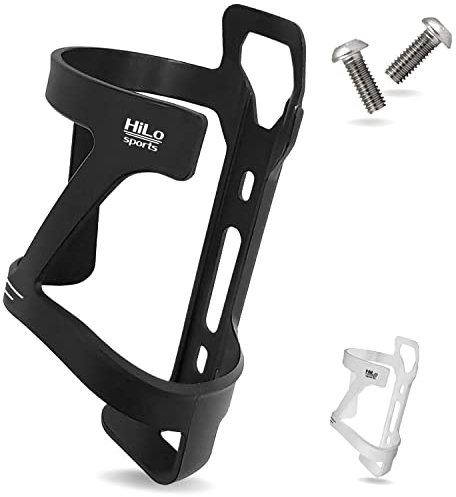 HiLo sports Fahrrad Flaschenhalter seitliche Entnahme - Ultraleichter Fahrrad Getränkehalter [33 Gramm] - Fahrrad Trinkflaschenhalterung inklusive 2 Schrauben (schwarz)