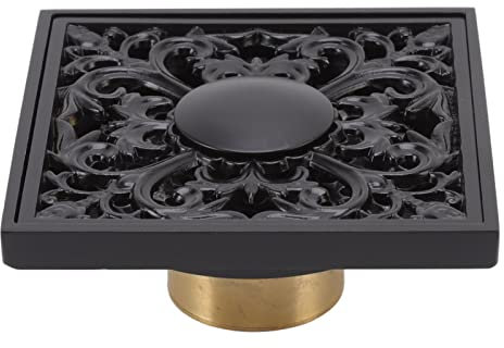 Siphon de Sol de Douche Carré en Acier Inoxydable de Style Européen Antique en Cuivre avec écran Filtrant pour Couvercle de Vidange Adapté Aux Cuisines, Salles de Bains, Garages, Sous-Sols, Toilettes