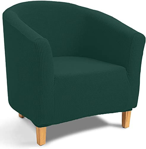 YOPOIY Einfarbig Schonbezug, Hoch Stretch Elastische Schonbezüge für Clubsessel, Jacquard-Spandex Sesselhusse für Esszimmer Wohnzimmer Büro Empfangsstuhl-grün