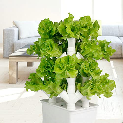 BEESOM Hydroponik-Turm, 2/3/4 Spalten Aquaponik-Wachssystem, Erdloser Anbau, Hydroponic System, Garten-Aeroponik-Wachstumsset für Obst und Grünblättrige Gemüse,16Holes