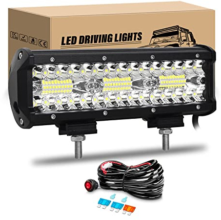 RIGIDON Barre Led 4x4 avec Faisceau de Câblage Kit, 23 cm 9 pouces 180W | Longue Portée Barre Lumineuse, Led Light Bar pour Offroad Véhicules Voiture Camion SUV ATV Bateau, 6000K Feu Antibrouillard