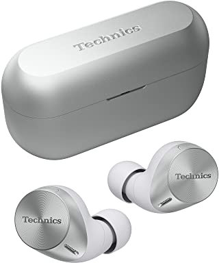 Technics EAH-AZ60M2ES kabellose Ohrhörer mit Noise Cancelling, Multipoint Bluetooth 3 Geräte, komfortable In-Ear-Kopfhörer Kabelloses Laden, Silber.