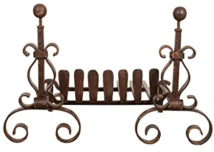Biscottini Coppia di alari con braciere, Braciere da terra 51x51x71, Particolare fioriera da esterno grande, Falo da esterno in ferro battuto, Braciere da giardino artigianale