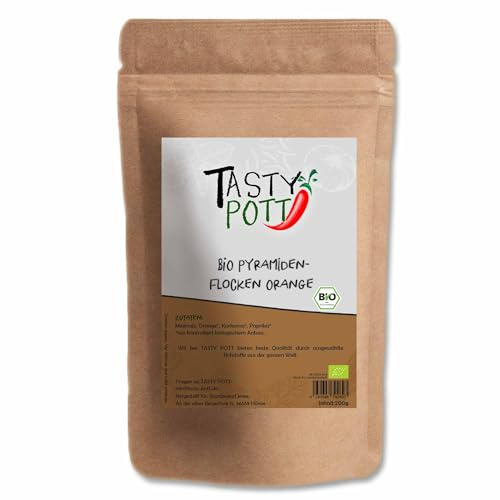 Tasty Pott Fiocchi a piramide organici, colore arancione, 200 g, sale, gusto, biologico, di alta qualità, per cucinare e arrostire, grigliare e marinare, sacchetti di ricarica