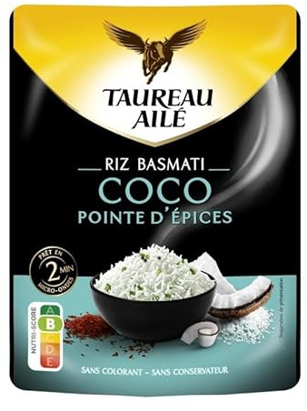 TAUREAU AILE | Taureau Ailé Riz Basmati Coco 2Min 250G | Lot De (3) | livraison offerte