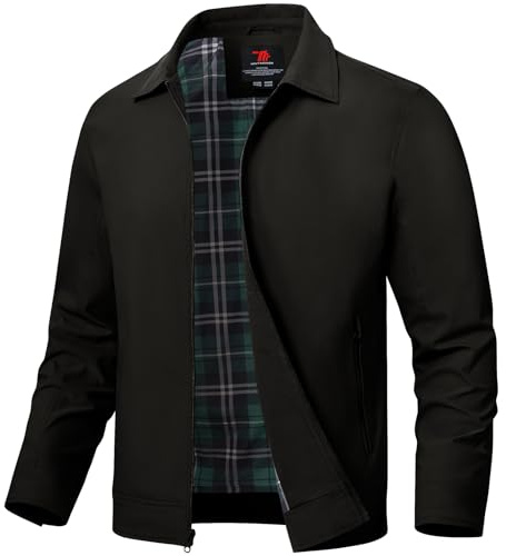 TBMPOY Men's Lightweight Jackets Casual Windbreaker Stylish Light Fall Spring Golf Work Dress Business Black XL