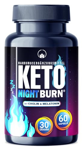 NEU: Saint Nutrition® KETO NIGHT BURN mit Melatonin 0,5 mg und Cholin für die Nacht – Stoffwechsel Rezeptur extrem, schnell & endlich - verbesserte Formel für Frauen + Männer