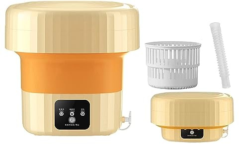 Portable Washing Machine, Foldable Mini Washing Machine and Spin Dryer Small Foldable Bucket Washer, Small Washer for Baby Clothes, Underwear or Small Items, Apartment, Dorm, Camping (Color : Yellow