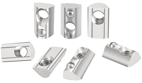 HXJDAM 40 piezas tuercas ranuradas M4 ranura 8 con bola de centrado, tuercas en T serie 30 M4 perfil de aluminio 30x30 mm acero al carbono tuerca deslizante con bola de resorte para perfil C de