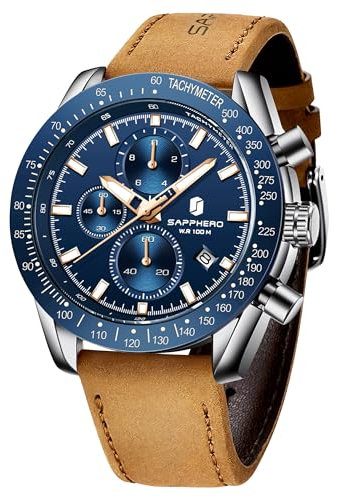 SAPPHERO Herrenuhr Uhren Herren Uhren für Männer Luxus 50M wasserdichte Herrenarmbanduhr Business Datum Sport Zeit Mode Edelstahl Splitter/blau/schwarz/grün/roségold