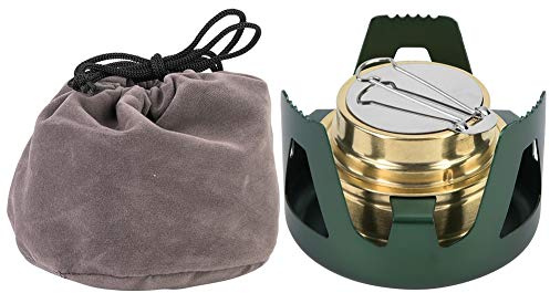 ZAWELIYO Mini Brûleur de Cuisine Portable Réchaud à Alcool Sac en Velours, Mini Brûleur à Alcool rechaud pour Extérieur Camping Randonnée Backpacking Pique Nique (Vert)