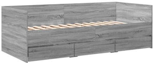 vidaXL Tagesbett mit Schubladen ohne Matratze Grau Sonoma 90x200 cm