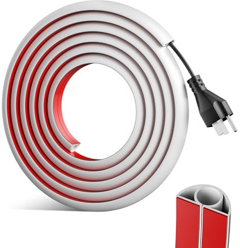 Canalina Passacavi Auto-Adesiva, Canali a Cavo Semicircolare Passacavo in PVC Morbido Mini Canalina Passacavi Muro Nastro Autoadesivo Canalina per Casa Officina Magazzino Concerto (2 m x 20 mm)