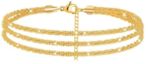 AOWVUTS Bracelet de Cheville pour Femme Chaîne de Cheville Réglable Multicouche Chaînes de Pieds Été Acier Inoxydable Imperméable pour la Plage Bijoux en Or ou Argent pour Femmes (Or)