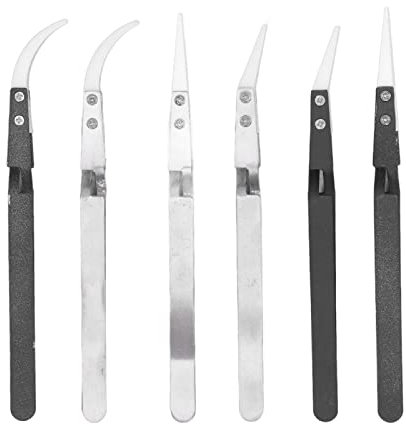 Pincettes à Souder Inversées En Céramique, Ensemble De Pincettes Incurvées Non Conductrices, Antimagnétiques, Pointues Et Pointues Pour la Réparation De Circuits Imprimés à Souder 6 Pièces